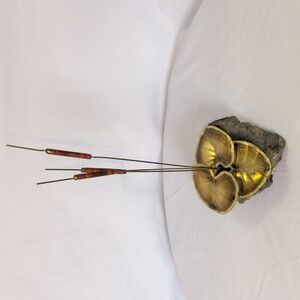 MCM Era Metal Wood Cattails Plant Sculpture